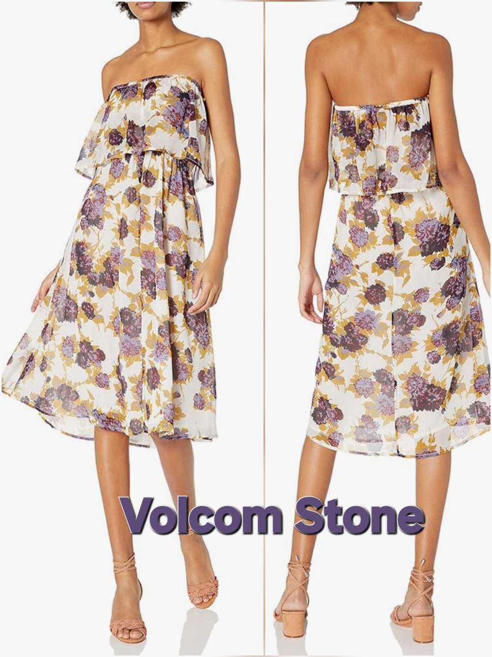 NEW Volcom Stone Canyon Call Floral Strapless Summer Dress Size Small